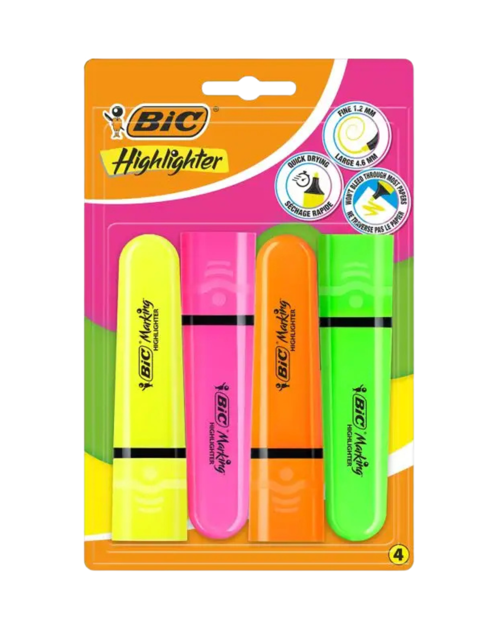 Surligneurs BIC Marking Flat Fluo