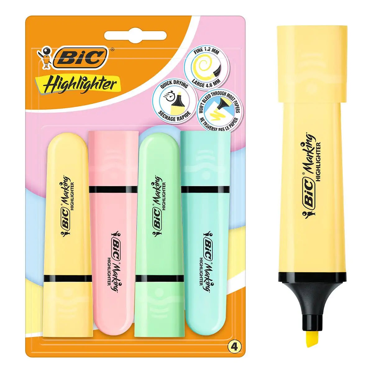 Surligneurs BIC Marking Flat Pastel