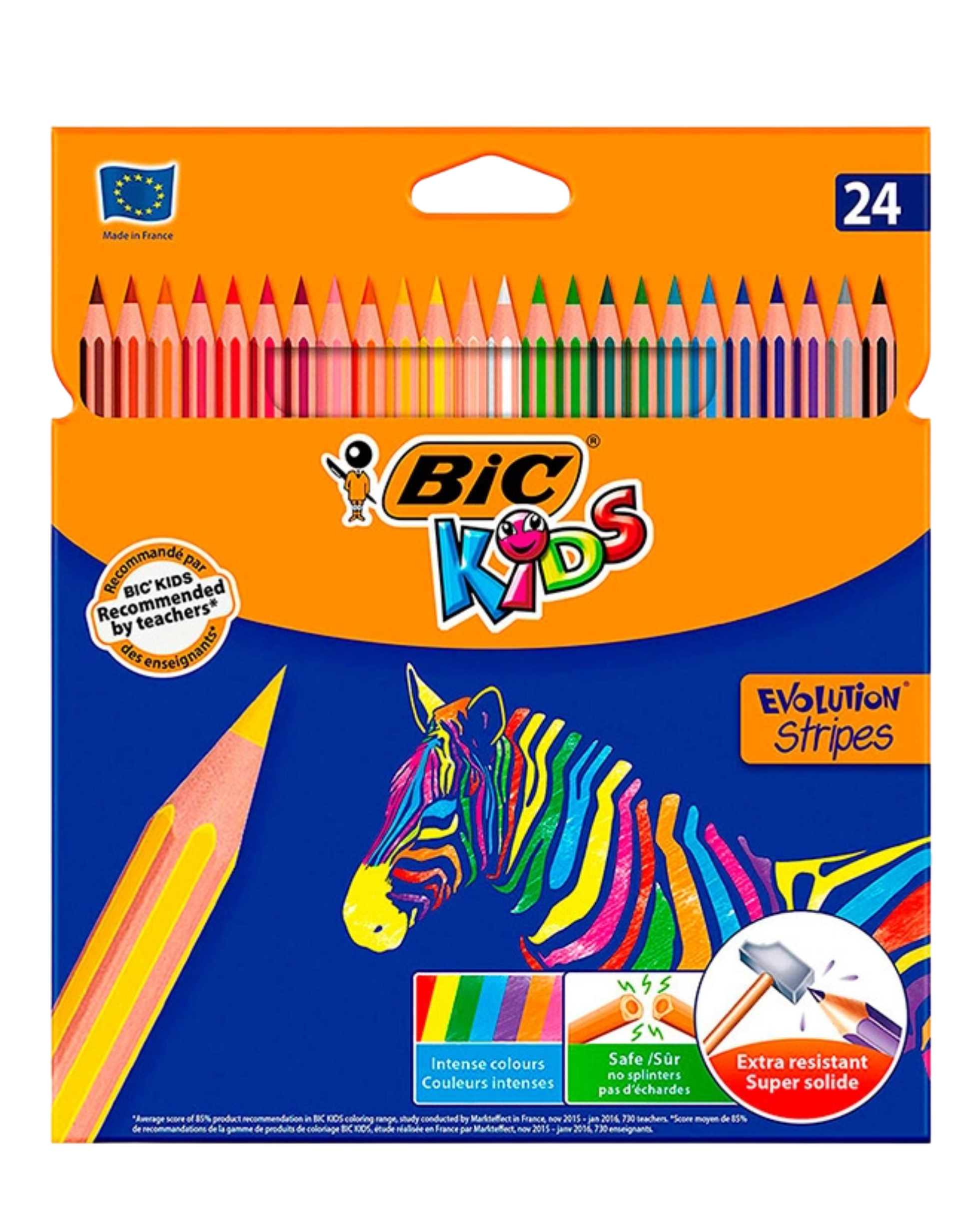CRAYON DE COULEUR BIC KIDS STRIPES 24 unités